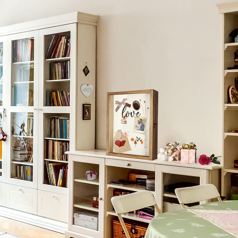 TJMOREE صندوق عرض الظل TJ.MOREE 13 x 16 إطار صندوق الظل مع نافذة زجاجية لإطار الصور باقة الزفاف تذكارات ميداليات صور صندوق الذكريات للاحتفاظ بها - Image 3